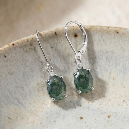 Moss Agate Rounded Earrings