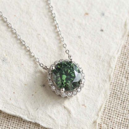 Moss Agate Geometric Round Necklace