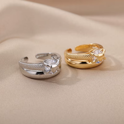 Adjustable Heart Zircon Ring