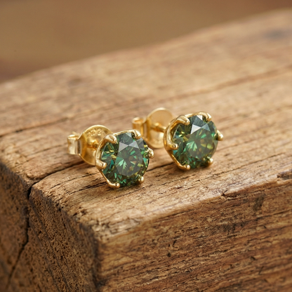 Moss Agate Rounded Stud Earrings