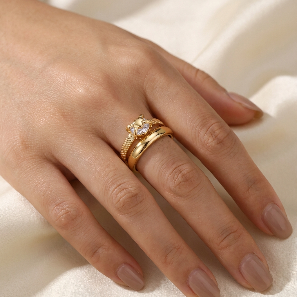 Adjustable Heart Zircon Ring