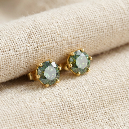 Moss Agate Rounded Stud Earrings