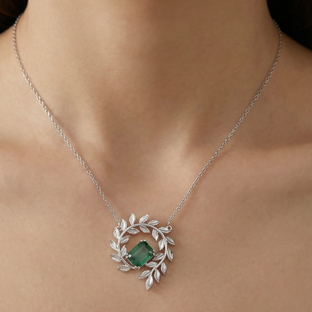 Moss Agate Fern Necklace