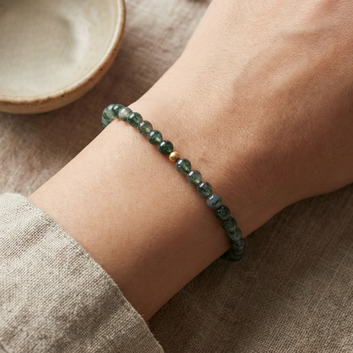 Moss Agate Stones Bracelet