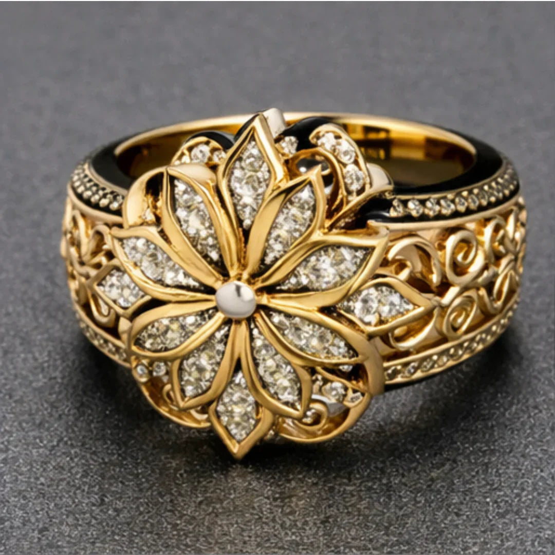 Ornate Gold Bloom Ring