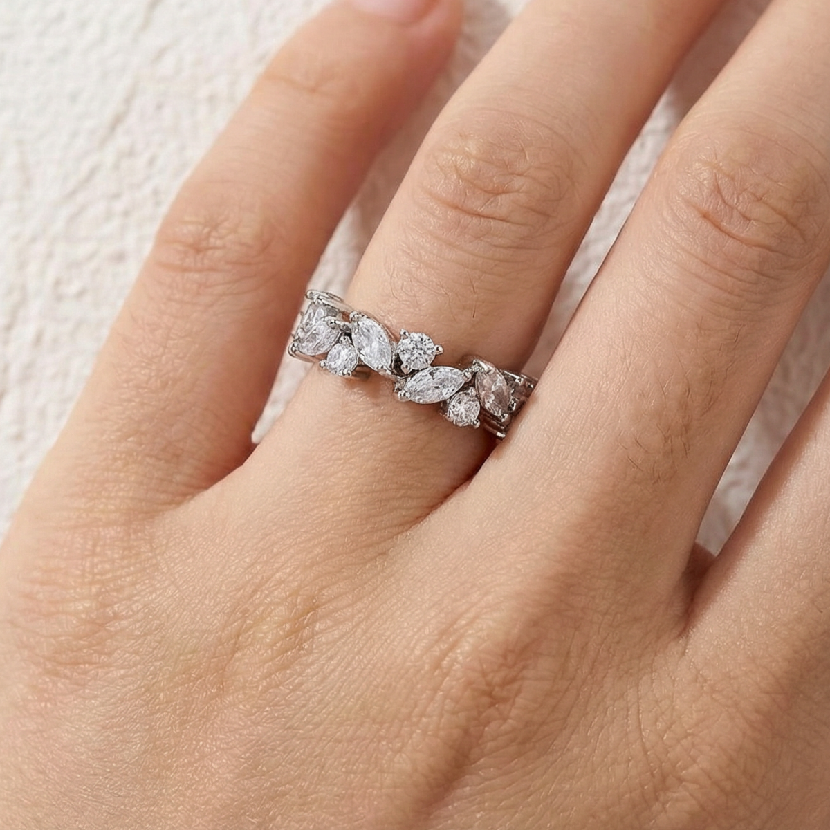 Vintage Marquise & Round Diamond Eternity Ring