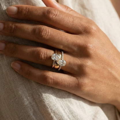 Vintage Double Zirconia Drop Ring