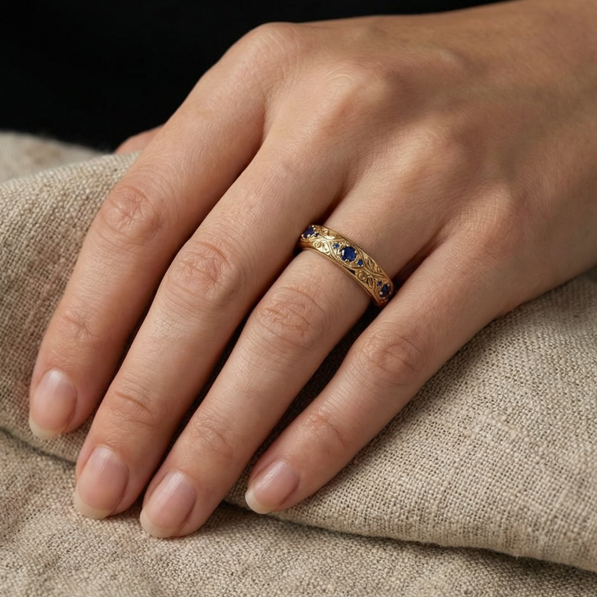 Exotic Fine Blue Zirconia Leaf Ring