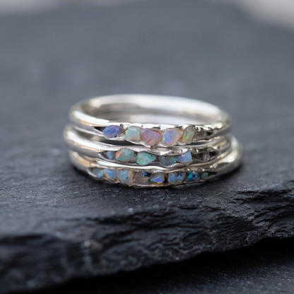 Vintage Layered Blue Stones Silver Ring