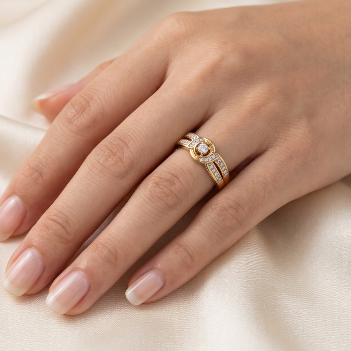 Golden Infinity Crystal Ring