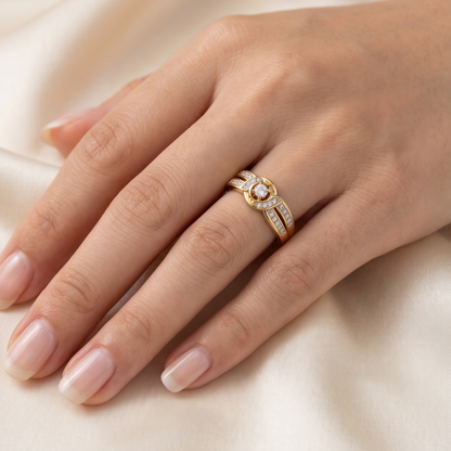 Golden Infinity Crystal Ring