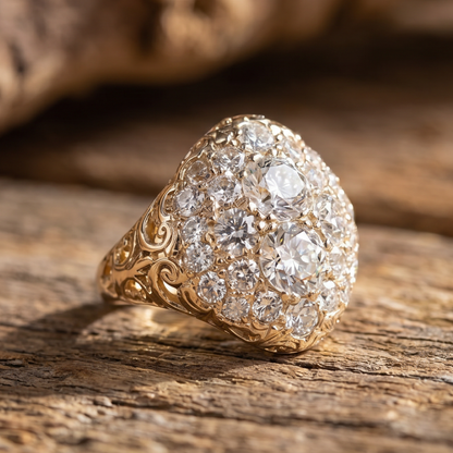 Vintage gold ring with round diamonds