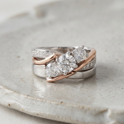 Vintage Gold & Silver Zirconia Ring