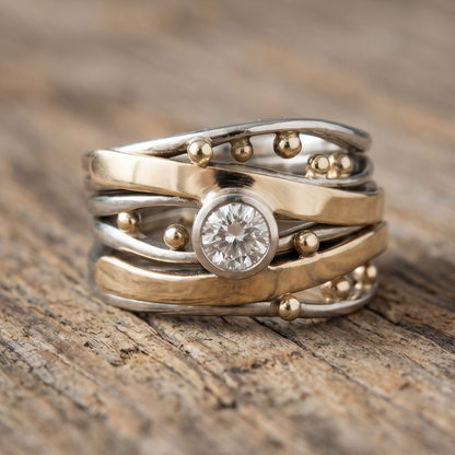 Royal - Vintage Gold Inlaid Zirconia Ring