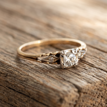 Vintage Zirconia Fine Gold Ring