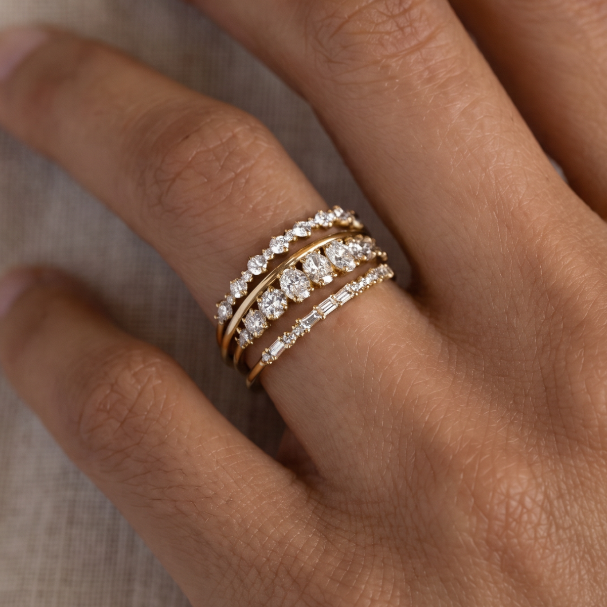 Vintage Elegant Zirconia Ring Set