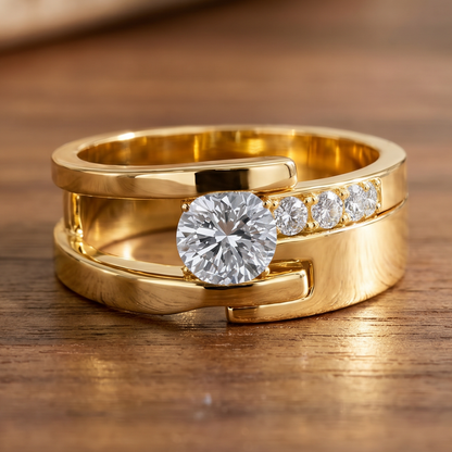 Vintage Golden Irregular Zirconia Ring