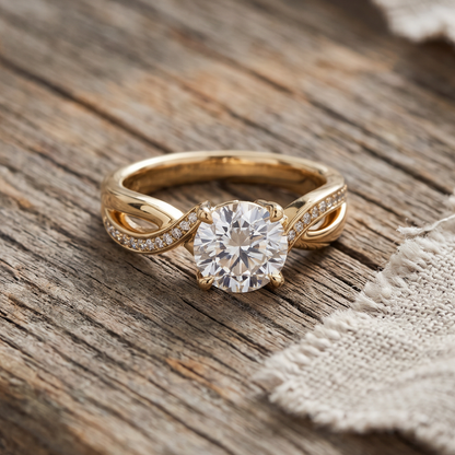 Vintage Zirconia Gold Braided Ring