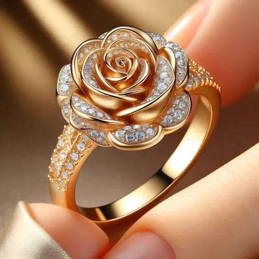 Exotic Ring with Zirconia in Rose Gold