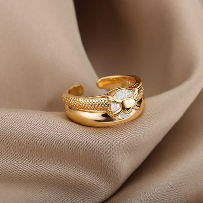 Adjustable Heart Zircon Ring