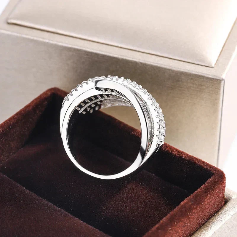 Adjustable Silver Zircon Ring