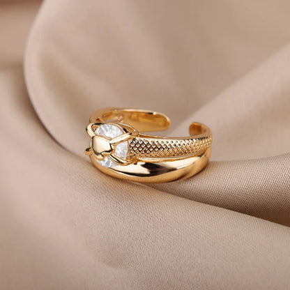 Adjustable Heart Zircon Ring