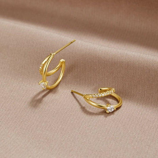 Crystal Gold Earrings